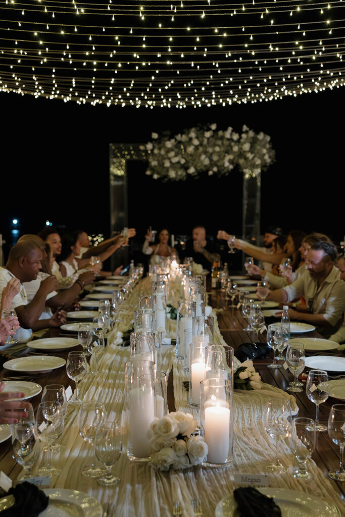 candlelit wedding reception on the beach