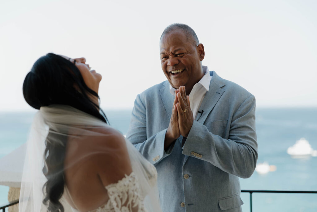 emotional first look with father of the bride